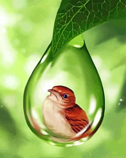 Bird In Bubble Drop Of Water Paint By Number.png