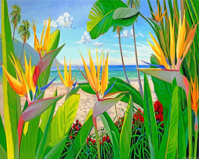 Bird Of Paradise Crane Flower Paint By Number.png