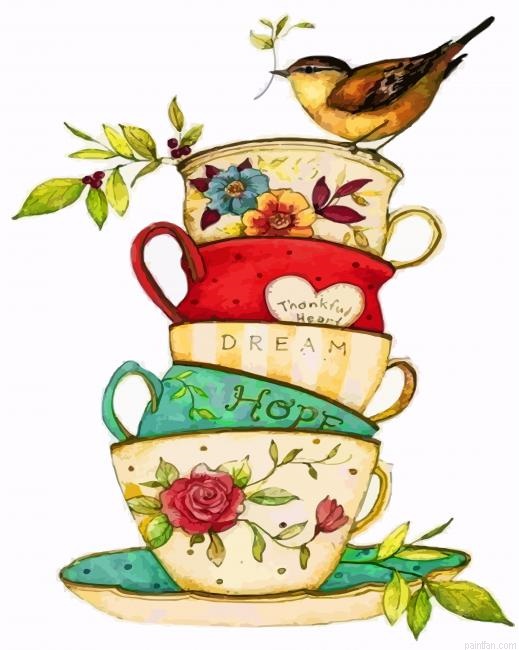 Bird On Teacups Paint By Number.png