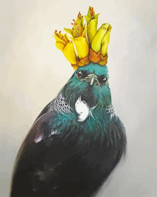 Bird With Kowhai Paint By Numbers.png