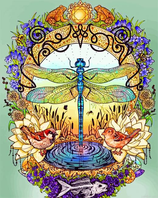 Birds And Dragonfly Paint By Numbers.png