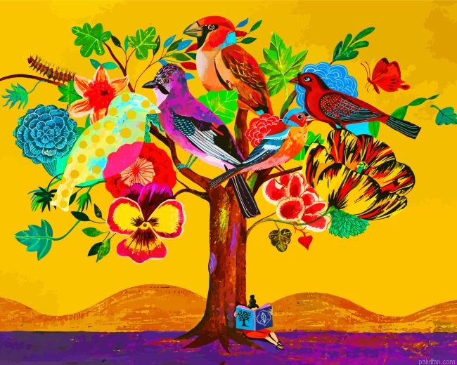 Birds Flowers Tree Paint By Number.png