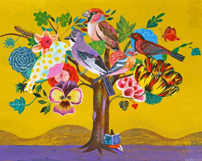Birds On Tree Art Paint By Number.png