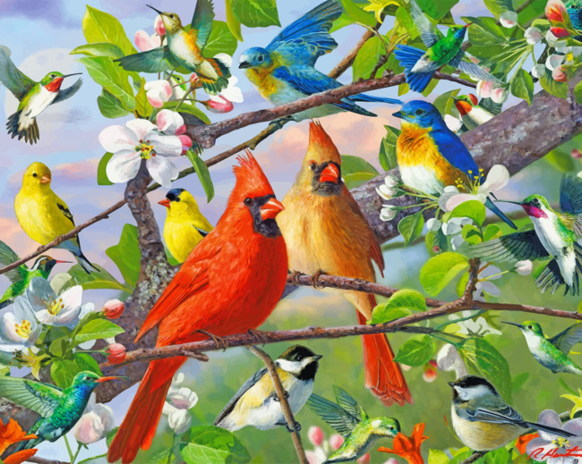 Birds On Tree Paint By Numbers.png