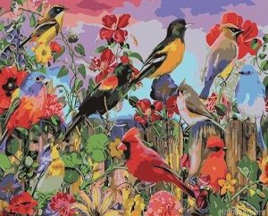 Birds At Garden Paint By Numbers.png