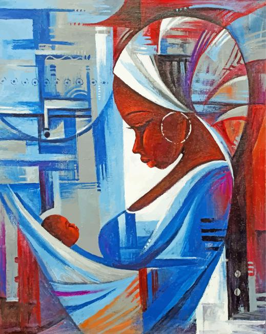 Black African Mother And Child Paint By Number.png