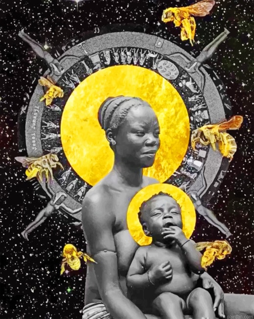 Black African Woman And Son New Paint By Numbers.png