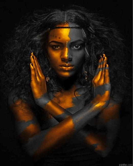 Black And Gold Lady Paint By Number.png