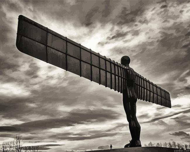 Black And White Angel Of The North Paint By Numbers.png