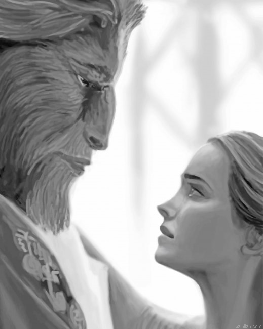 Black And White Beauty And The Beast New Paint By Numbers.png