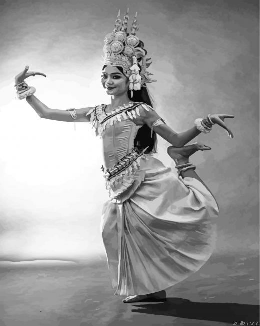 Black And White Cambodia Dancer Paint By Numbers.png