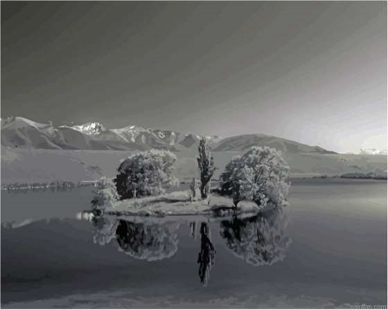 Black And White Cameron Lake Paint By Numbers.png