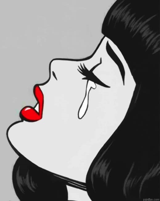Black And White Crying Girl New Paint By Numbers.png