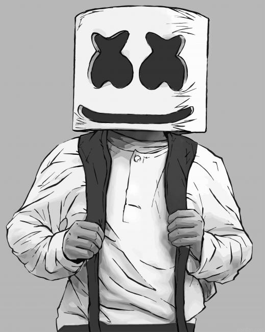 Black And White Marshmello New Paint By Numbers.png