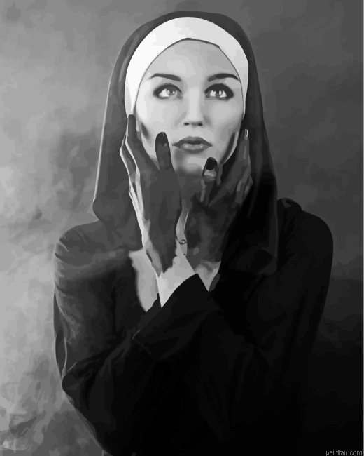 Black And White Nun Paint By Number.png