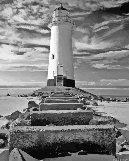 Black And White Talacre Lighthouse Paint By Numbers.png