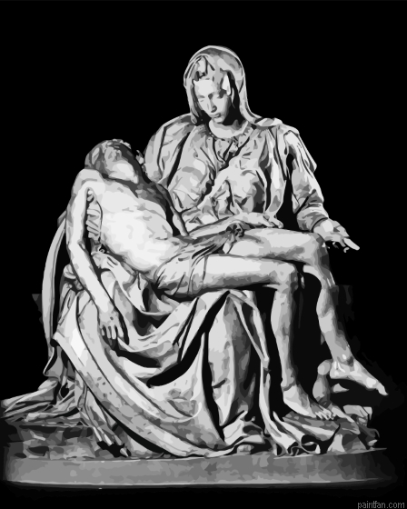 Black And White The Pieta Paint By Numbers.png