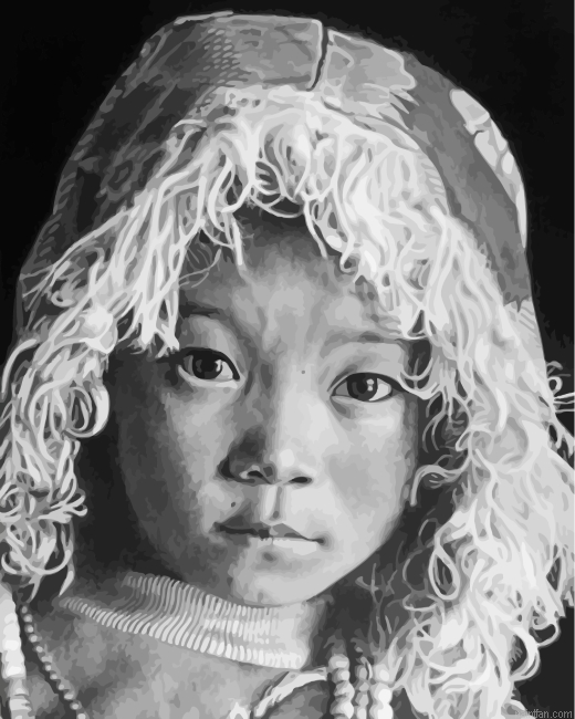 Black And White Tibetan Child Paint By Number.png