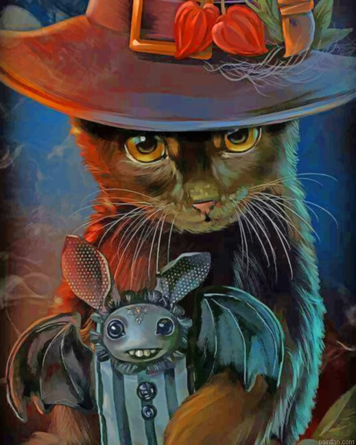 Black Cat Bat Paint By Numbers.png