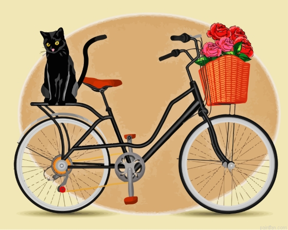 Black Cat On Bike Paint By Numbers.png