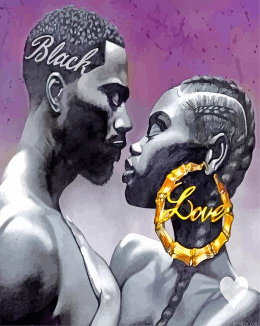 Black Couple In Love Paint By Numbers.png