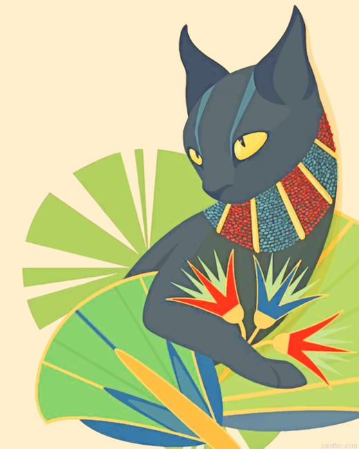 Black Egyptian Cat Illustration Paint By Numbers.png