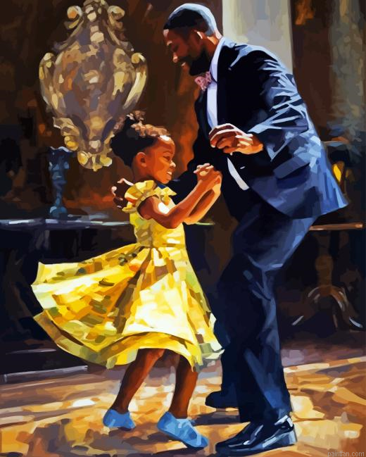 Black Father And Child Dancing Paint By Numbers.png