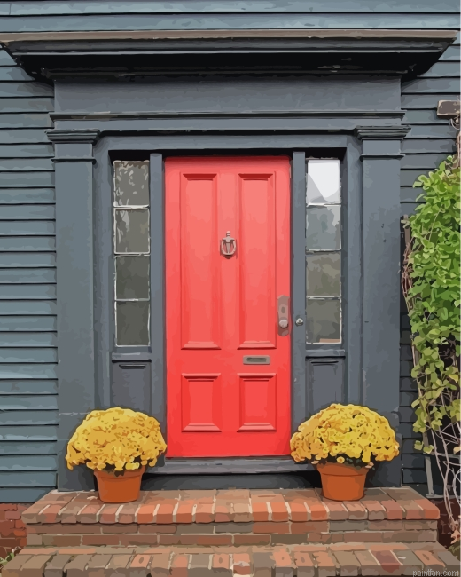 Black House Red Front Door Paint By Number.png