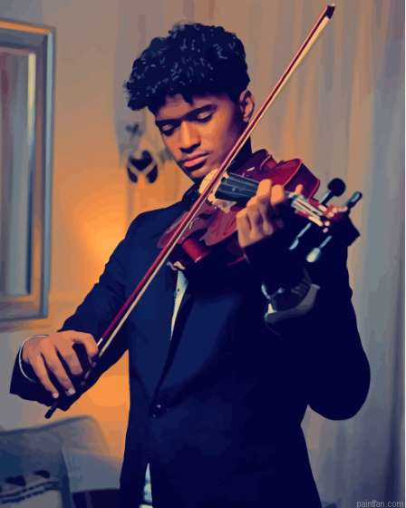 Black Man Posing Violin Paint By Numbers.png