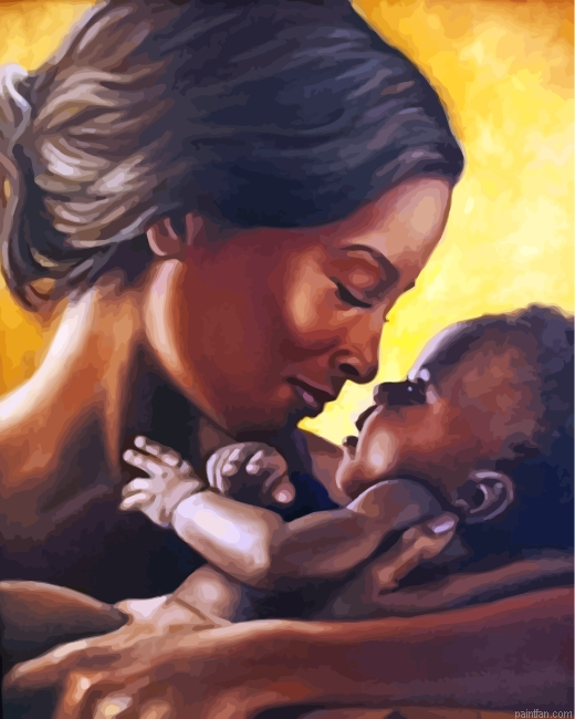Black Mother And Child Paint By Number.png