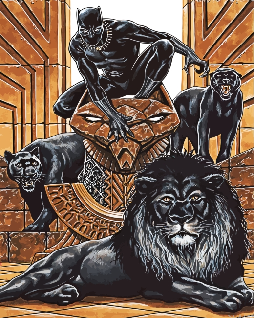 Black Panthers And Black Lion Paint By Number.png