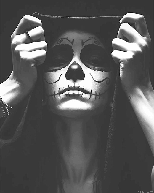 Black And White Skull Woman New Paint By Numbers.png