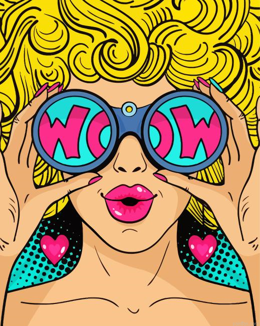 Blonde Curly Pop Art Girl Paint By Numbers.png