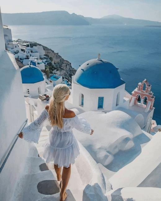 Blondy Girl In Santorini New Paint By Numbers.png