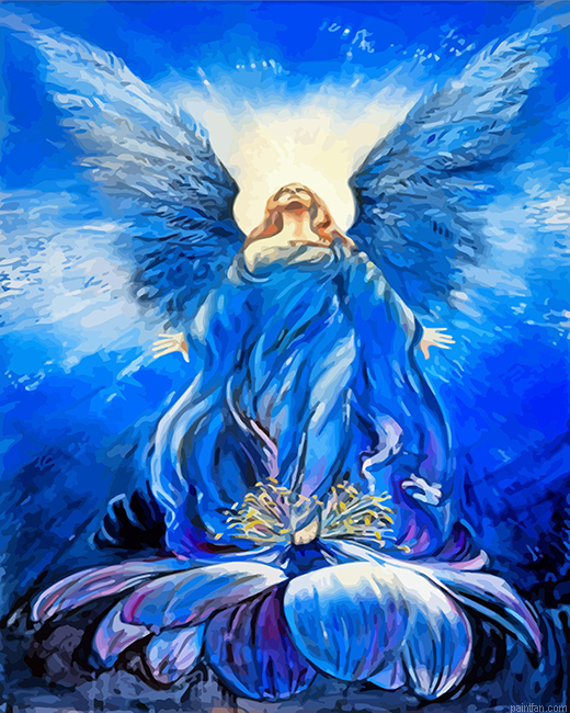 Blue Angel Of Love In A Lotus Flower Paint By Number.png