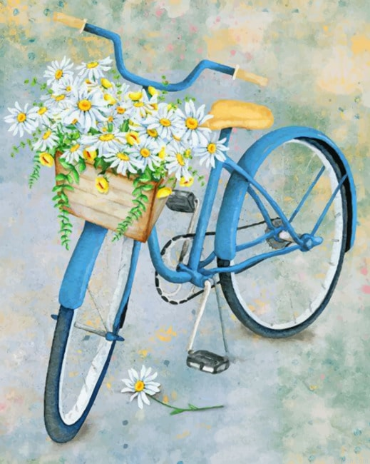 Blue Bicycle With Flowers Paint By Numbers.png