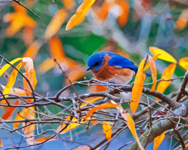 Blue Bird In Autumn Paint By Numbers.png