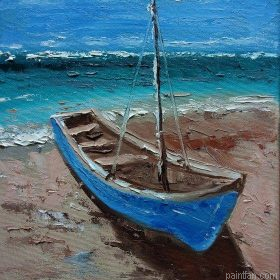 Blue Boat And Beach Paint By Numbers.png