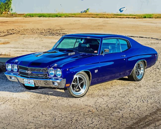Blue Chevelle Super Sport Car Paint By Numbers.png
