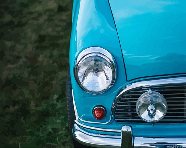 Blue Classic Car Close Up Paint By Numbers.png