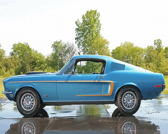 Blue Classic Ford Mustang Paint By Numbers.png