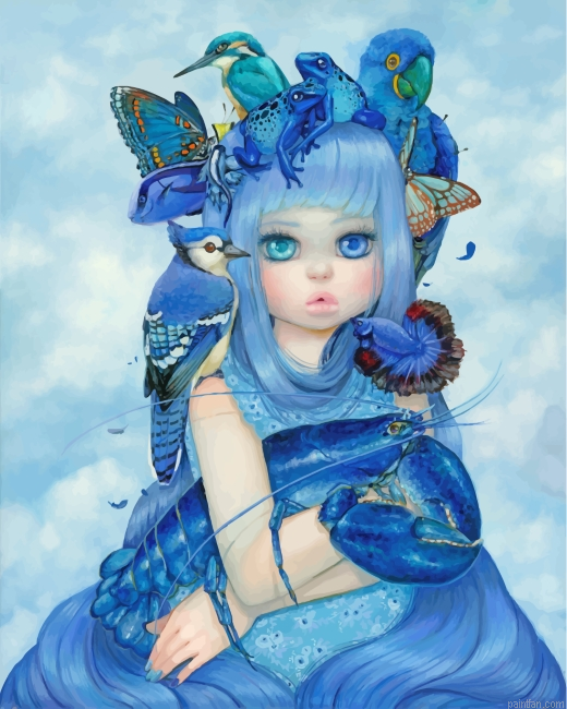 Blue Girl And Animals Paint By Number.png