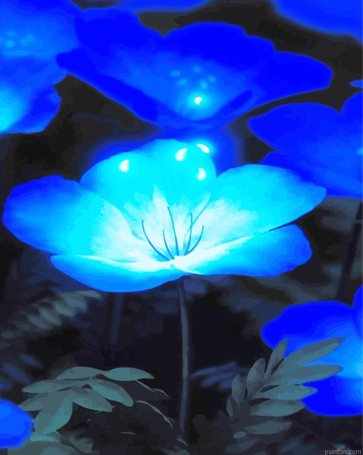 Blue Glowing Flowers Paint By Numbers.png