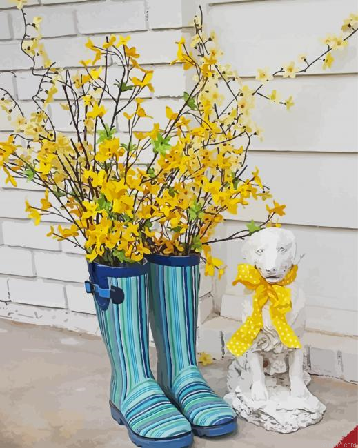 Blue Gumboots And Flowers Paint By Numbers.png