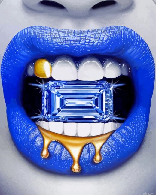 Blue Lips With Grill Paint By Number.png