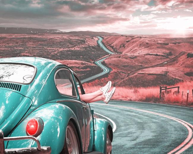 Blue Old Car Road New Paint By Numbers.png