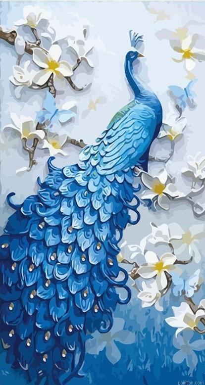 Blue Peafowl Paint By Numbers.png