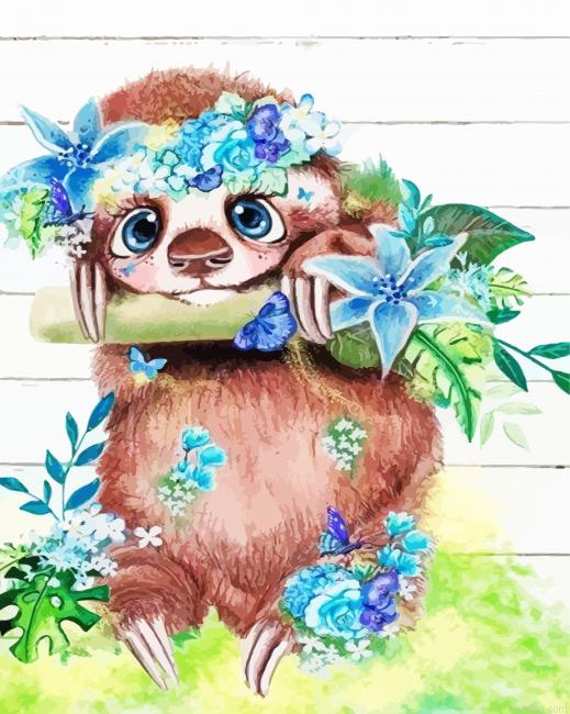 Blue Sloth Art Paint By Numbers.png