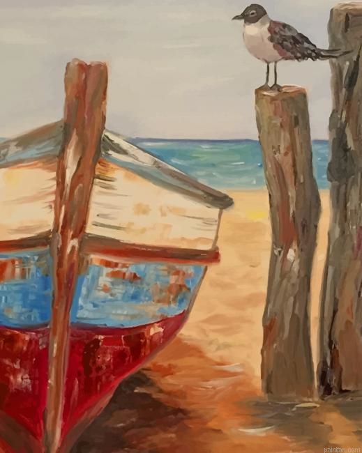 Boat And An Old World Sparrow New Paint By Numbers.png