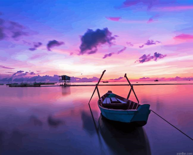 Boat In Sunset Paint By Numbers.png